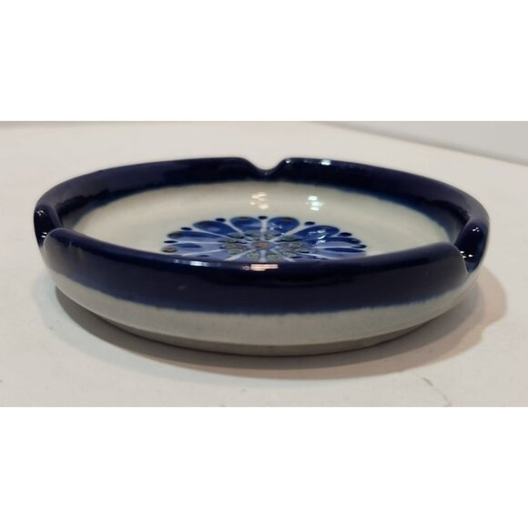 Vtg Ken Edwards El Palomar Guadalajara Blue 4" Ashtray Signed Cobalt Blue & Grey - Picture 8 of 10